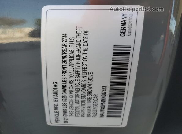 WAUW4GF54MN007453 2021 AUDI S5 Серый Вид подкапотного пространства