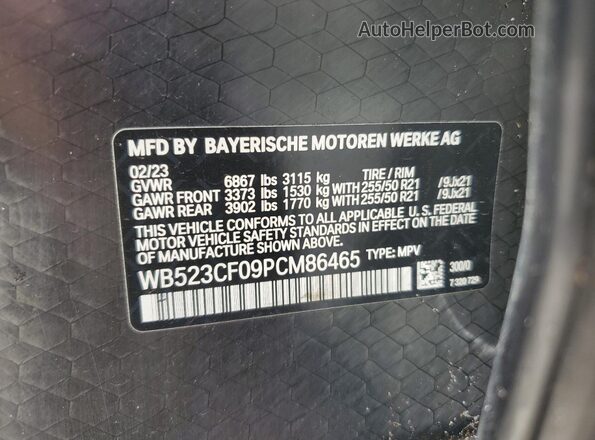 WB523CF09PCM86465 2023 BMW IX Белый Вид наклейки с VIN-кодом