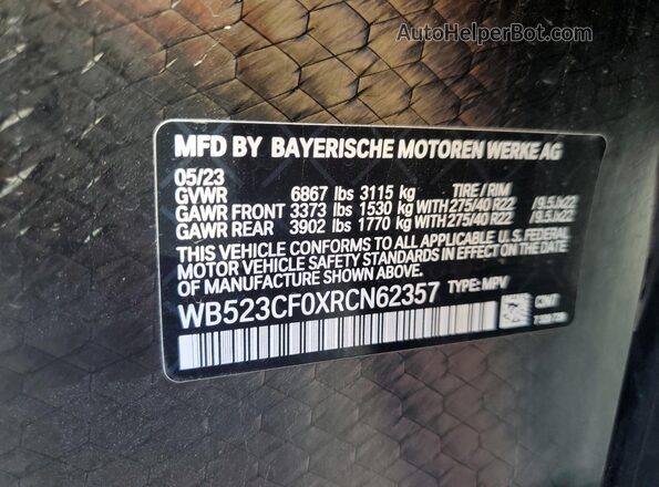 WB523CF0XRCN62357 2024 BMW IX Серый Вид наклейки с VIN-кодом