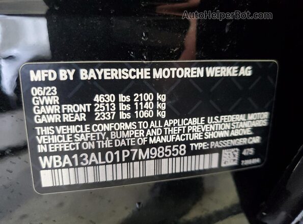 WBA13AL01P7M98558 2023 BMW M2 Black 