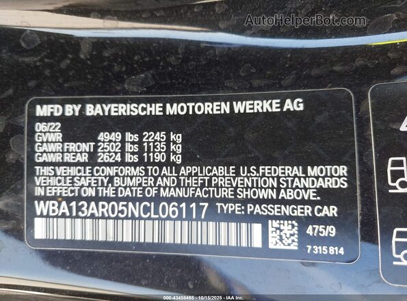 WBA13AR05NCL06117 2022 BMW M4 Черный Вид подкапотного пространства