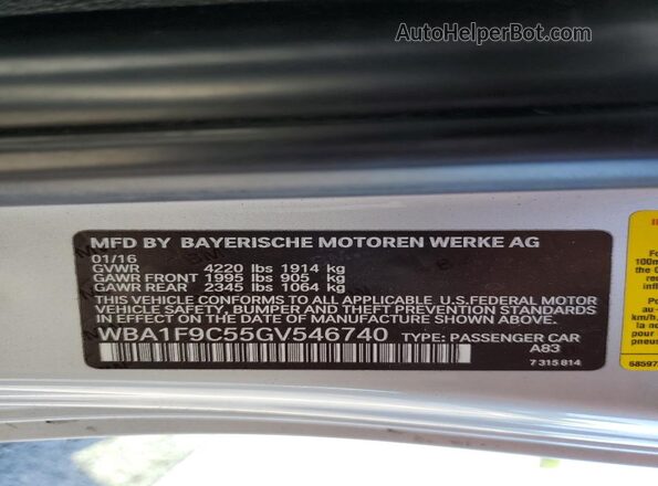 WBA1F9C55GV546740 2016 BMW 2 SERIES Silver Շարժիչի բաժամունքի տեսք