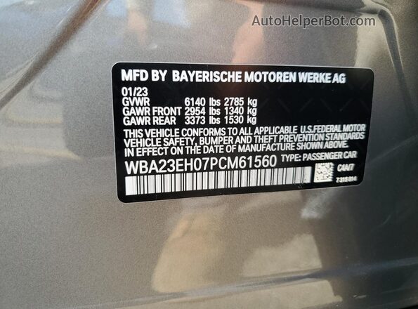 WBA23EH07PCM61560 2023 BMW 7 SERIES Серый 