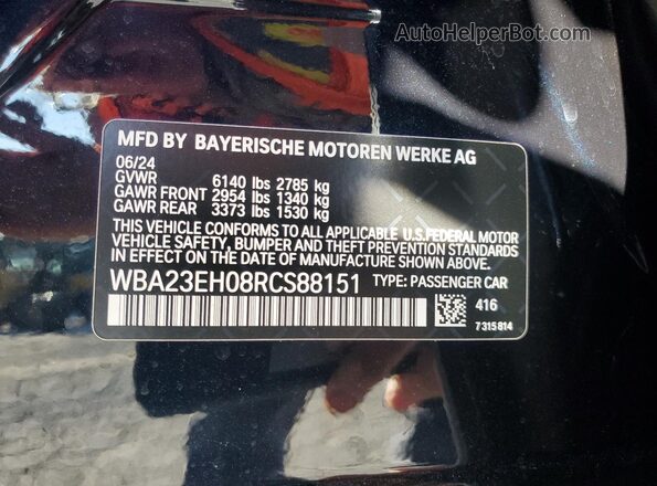 WBA23EH08RCS88151 2024 BMW 7 SERIES Черный 