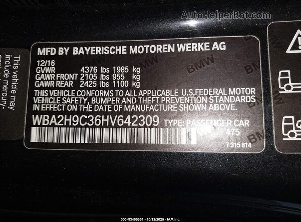 WBA2H9C36HV642309 2017 BMW 2 SERIES Black Engine compartment view
