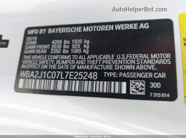 WBA2J1C07L7E25248 2020 BMW 2 SERIES White Widok komory silnika