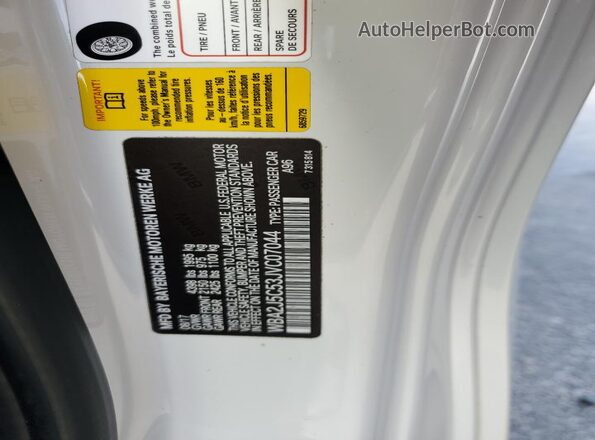 WBA2J5C53JVC07044 2018 BMW M2 White Vista de la etiqueta del VIN