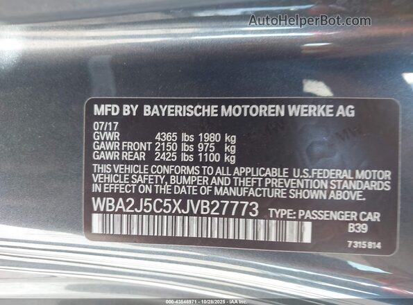 WBA2J5C5XJVB27773 2018 BMW M2 Gray 