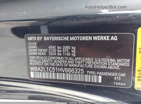 WBA2L1C51HV666325 2017 BMW M2 Black Շարժիչի բաժամունքի տեսք