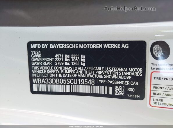 WBA33DB05SCU19548 2025 BMW 7 SERIES White 
