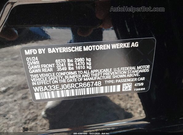 WBA33EJ06RCR66748 2024 BMW 7 SERIES Black Вид підкапотного простору