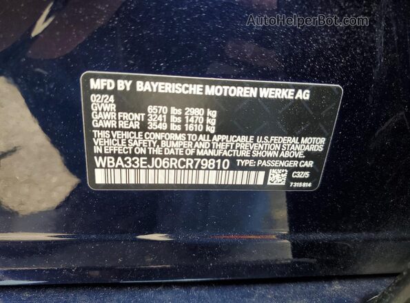 WBA33EJ06RCR79810 2024 BMW 7 SERIES Blue 