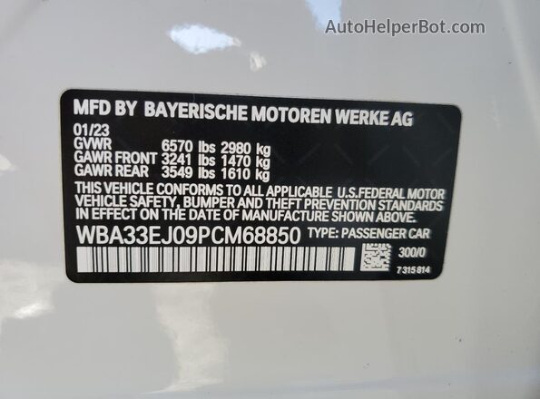 WBA33EJ09PCM68850 2023 BMW 7 SERIES White 
