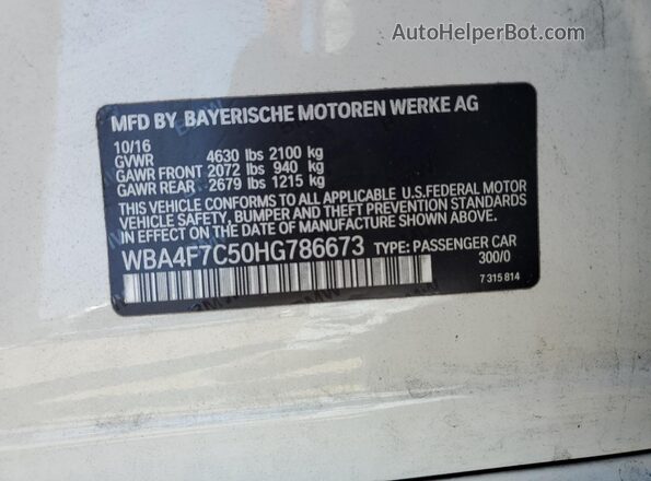 WBA4F7C50HG786673 2017 BMW 4 SERIES White ძრავის განყოფილების ხედი