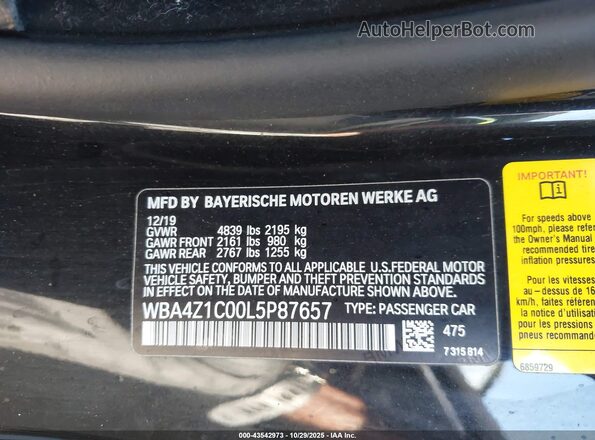 WBA4Z1C00L5P87657 2020 BMW 4 SERIES Black Widok komory silnika