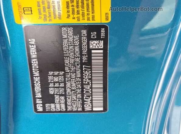 WBA4Z1C04L5P69677 2020 BMW 4 SERIES Turquoise Շարժիչի բաժամունքի տեսք