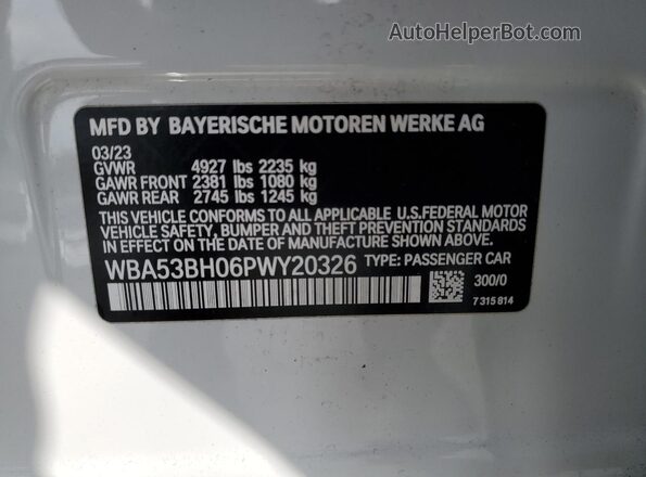 WBA53BH06PWY20326 2023 BMW 5 SERIES White Вид підкапотного простору