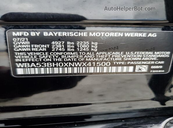 WBA53BH0XNWX41500 2022 BMW 5 SERIES Black Շարժիչի բաժամունքի տեսք