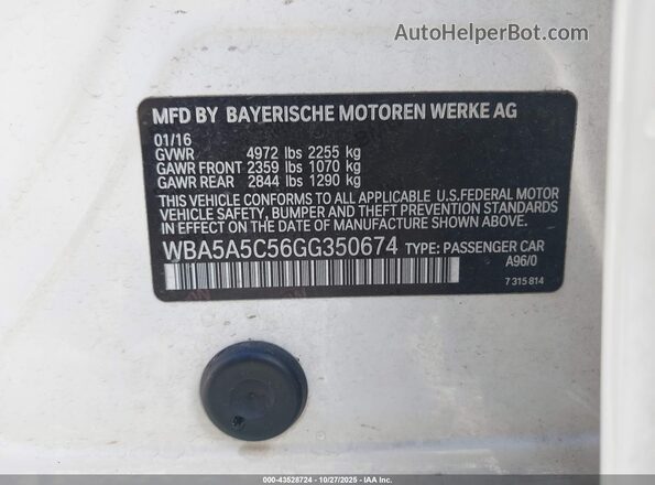 WBA5A5C56GG350674 2016 BMW 7 SERIES White 