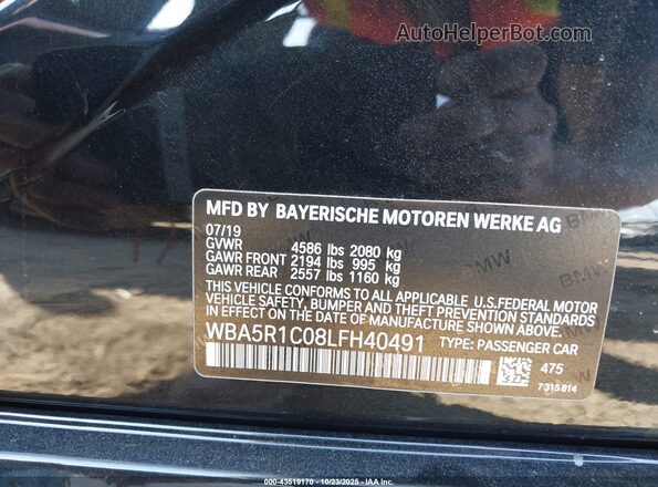 WBA5R1C08LFH40491 2020 BMW 3 SERIES Black Вид підкапотного простору