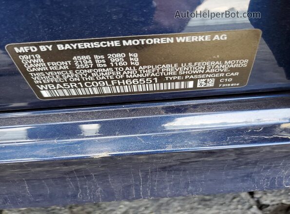 WBA5R1C09LFH66551 2020 BMW 3 SERIES Синий Вид подкапотного пространства