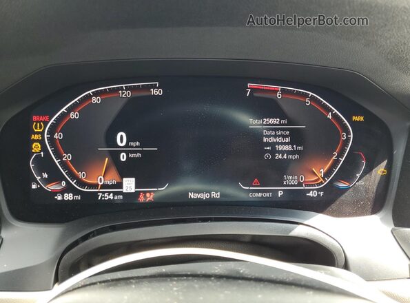WBA5R1C09LFH66551 2020 BMW 3 SERIES Синий Вид щитка приборов