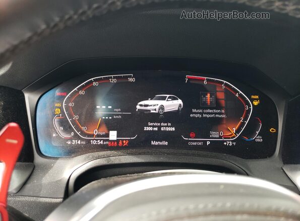 WBA5R7C0XLFH50488 2020 BMW 3 SERIES White Widok zestawu wskaźników