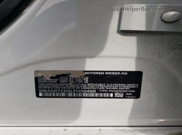 WBA5R7C0XLFH50488 2020 BMW 3 SERIES White Widok komory silnika