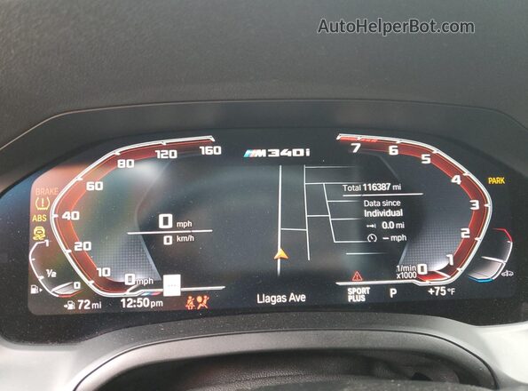 WBA5U7C02LA232271 2020 BMW M3 White Widok zestawu wskaźników