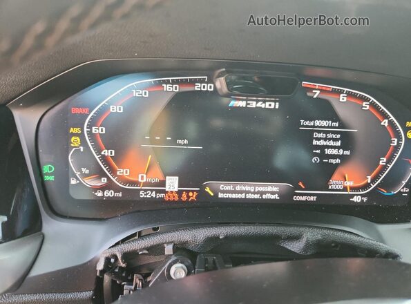 WBA5U7C09LFH62582 2020 BMW M3 Black Вид щитка приладів
