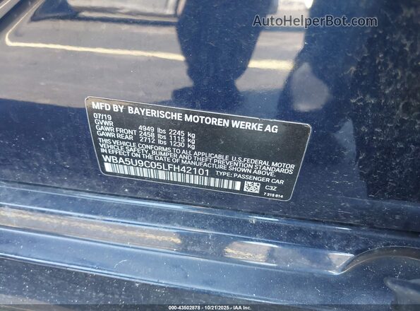 WBA5U9C05LFH42101 2020 BMW 3 SERIES Dark Blue Вид підкапотного простору