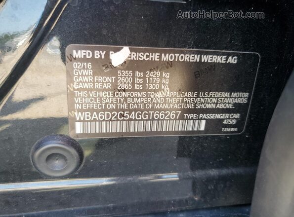 WBA6D2C54GGT66267 2016 BMW 6 SERIES Black ძრავის განყოფილების ხედი