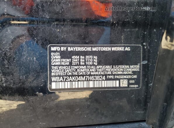 WBA73AK04M7H63824 2021 BMW 2 SERIES Black Շարժիչի բաժամունքի տեսք