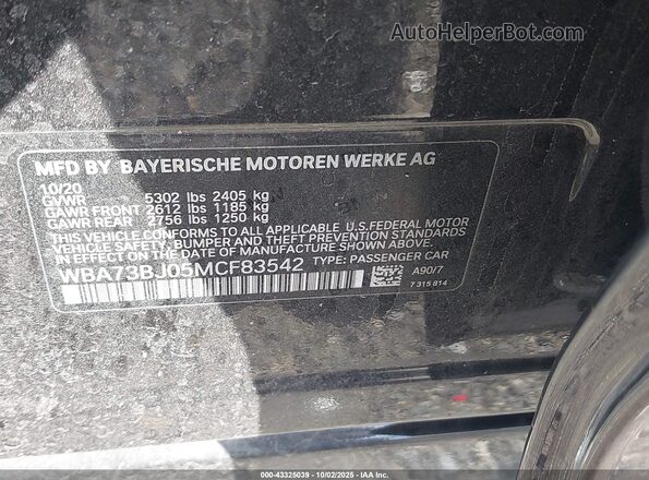 WBA73BJ05MCF83542 2021 BMW 5 SERIES Black Շարժիչի բաժամունքի տեսք