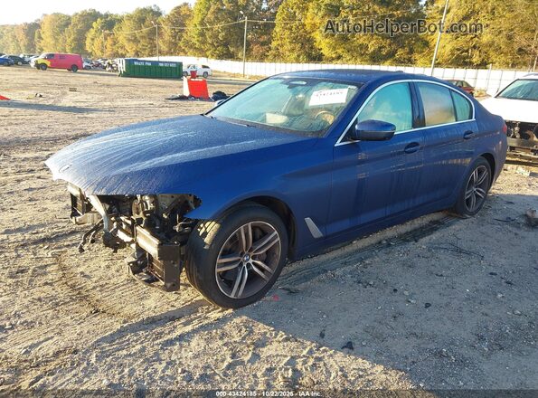 WBA73BJ09MWX18159 2021 BMW 5 SERIES Blue Передня ліва чверть