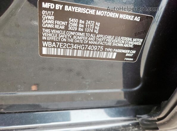 WBA7E2C34HG740975 2017 BMW 7 SERIES Black Widok komory silnika