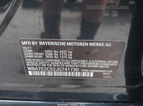 WBA7E2C52JG741730 2018 BMW 7 SERIES Black Widok komory silnika