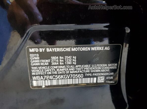 WBA7E4C56KGV70560 2019 BMW 7 SERIES Black Widok komory silnika
