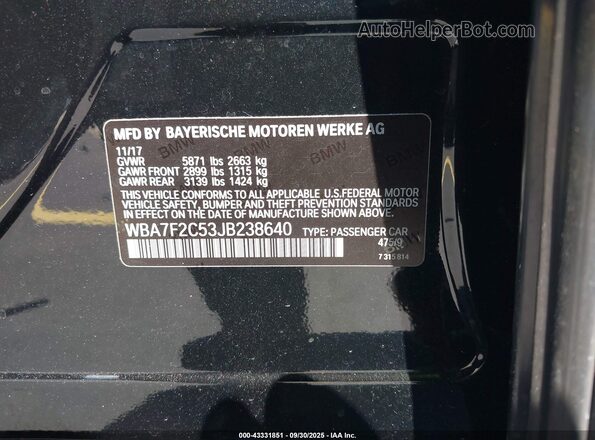 WBA7F2C53JB238640 2018 BMW ALPINA Black Engine compartment view