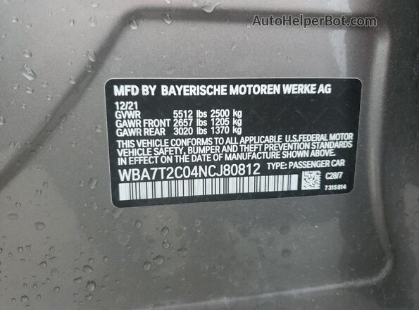 WBA7T2C04NCJ80812 2022 BMW 7 SERIES Silver ძრავის განყოფილების ხედი