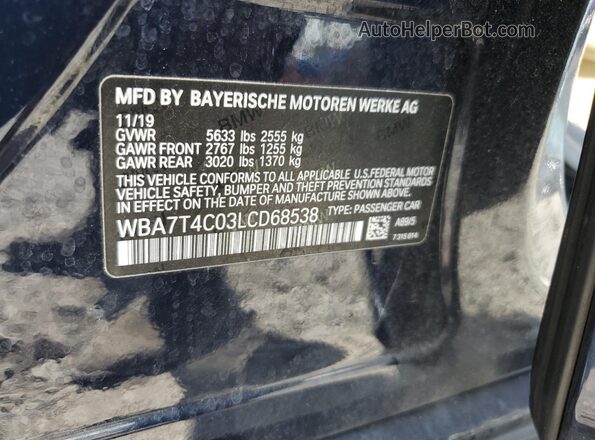 WBA7T4C03LCD68538 2020 BMW 7 SERIES Blue Widok komory silnika