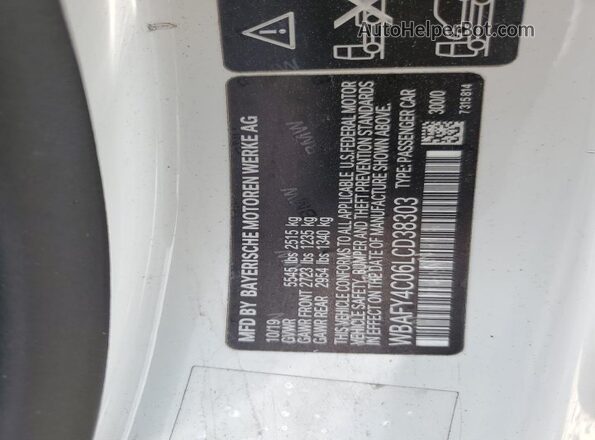 WBAFY4C06LCD38303 2020 BMW M8 White Շարժիչի բաժամունքի տեսք