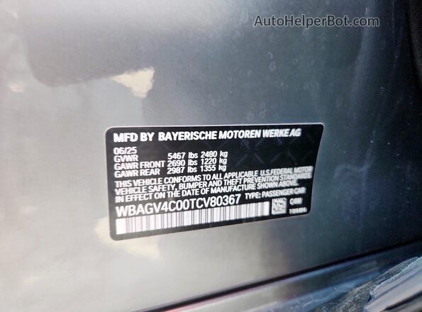 WBAGV4C00TCV80367 2026 BMW OTHER Gray 