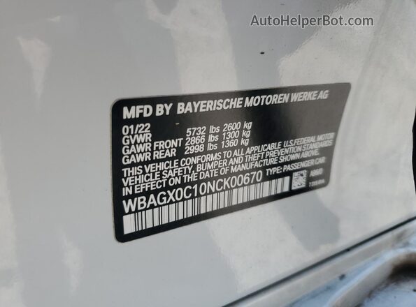 WBAGX0C10NCK00670 2022 BMW ALPINA White ძრავის განყოფილების ხედი