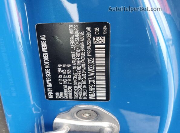 WBAHF9C07LWW33322 2020 BMW Z4 Синий Вид подкапотного пространства