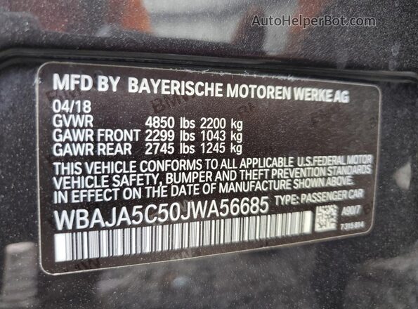 WBAJA5C50JWA56685 2018 BMW 7 SERIES Black 