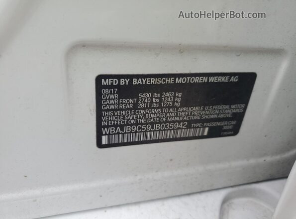 WBAJB9C59JB035942 2018 BMW M5 White 