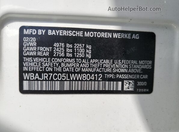 WBAJR7C05LWW80412 2020 BMW 5 SERIES Белый Вид подкапотного пространства