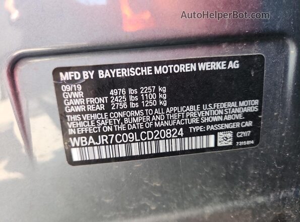 WBAJR7C09LCD20824 2020 BMW 5 SERIES Gray Շարժիչի բաժամունքի տեսք