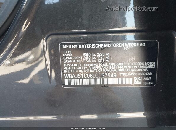 WBAJS1C08LCD37549 2020 BMW 5 SERIES Black ძრავის განყოფილების ხედი